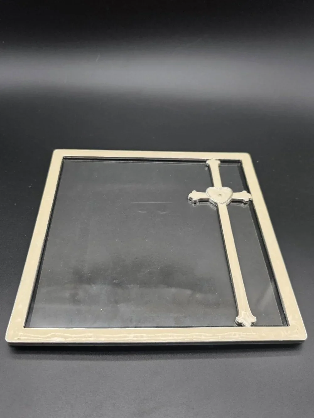 Cross  Lucite Faux Mother of Pearl Picture Photo Frame Vintage
